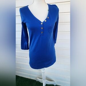 NWT! Lilly Pulitizer Blue Crush  V-Neck 3/4 Sleeve Women's Top!